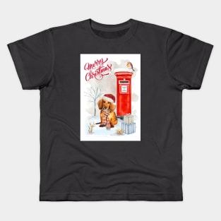 Red Dachshund Puppy Merry Christmas Santa Dog Kids T-Shirt